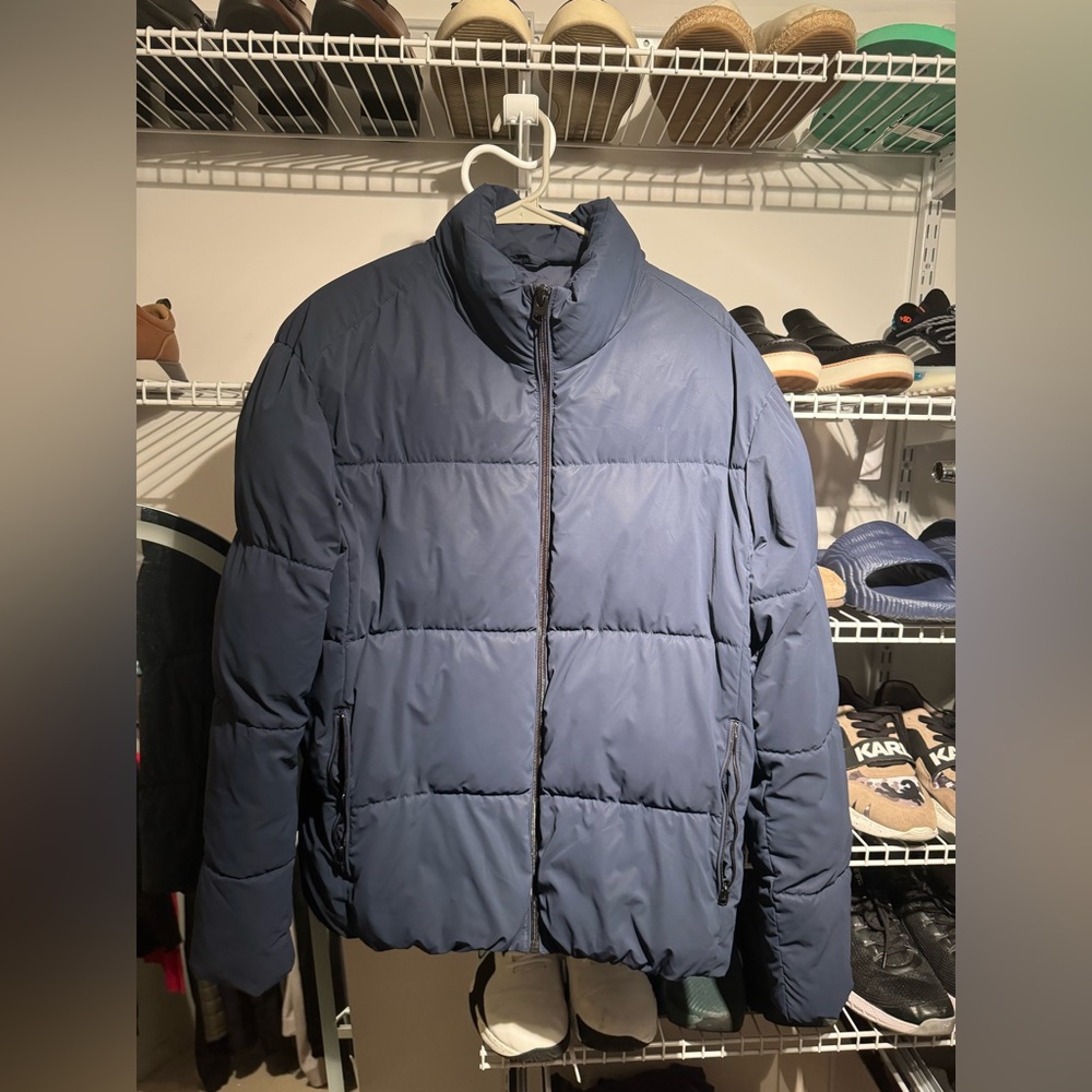 Zara Men Puffer Jacket | Navy Blue | Size L